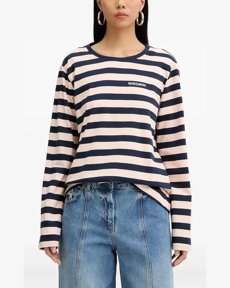 Patrizia Pepe Gestreiftes Langarmshirt - Blau Blau