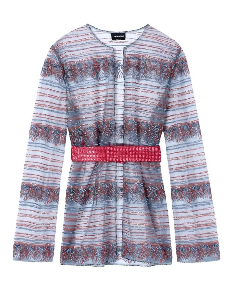 Giorgio Armani Fransen-Cardigan mit Perlen - Blau Blau
