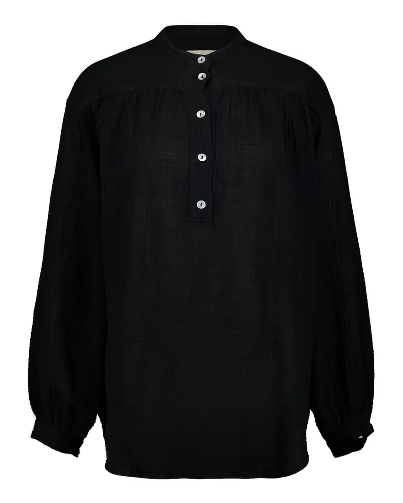 120% Lino Klassische Bluse - Schwarz Schwarz