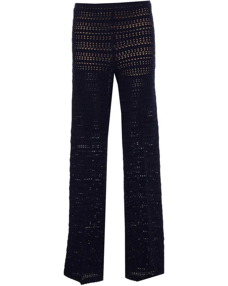 Twin-Set Hose mit Lochstrickmuster - Blau Blau