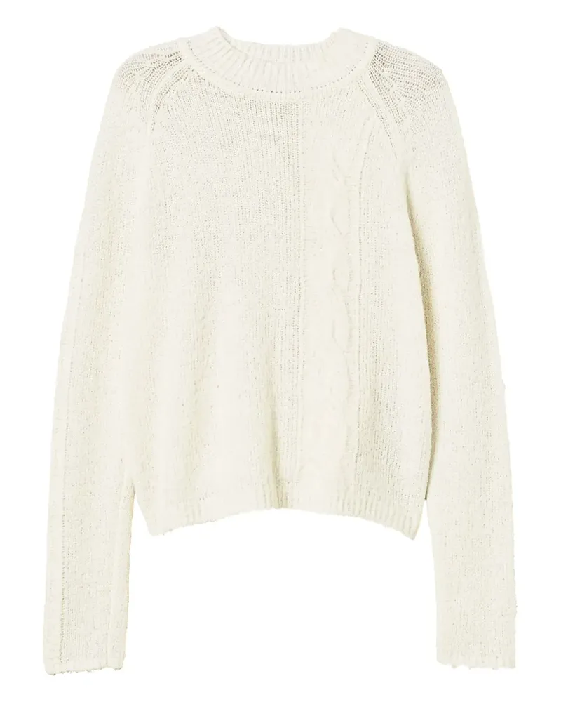 Twin-Set Rollkragenpullover mit Zopfmuster - Weiß Weiß