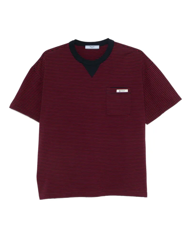 Prada Gestreiftes T-Shirt mit Tasche - Rot Rot