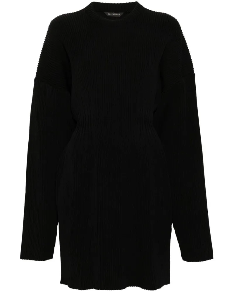 Balenciaga Geripptes Minikleid - Schwarz Schwarz