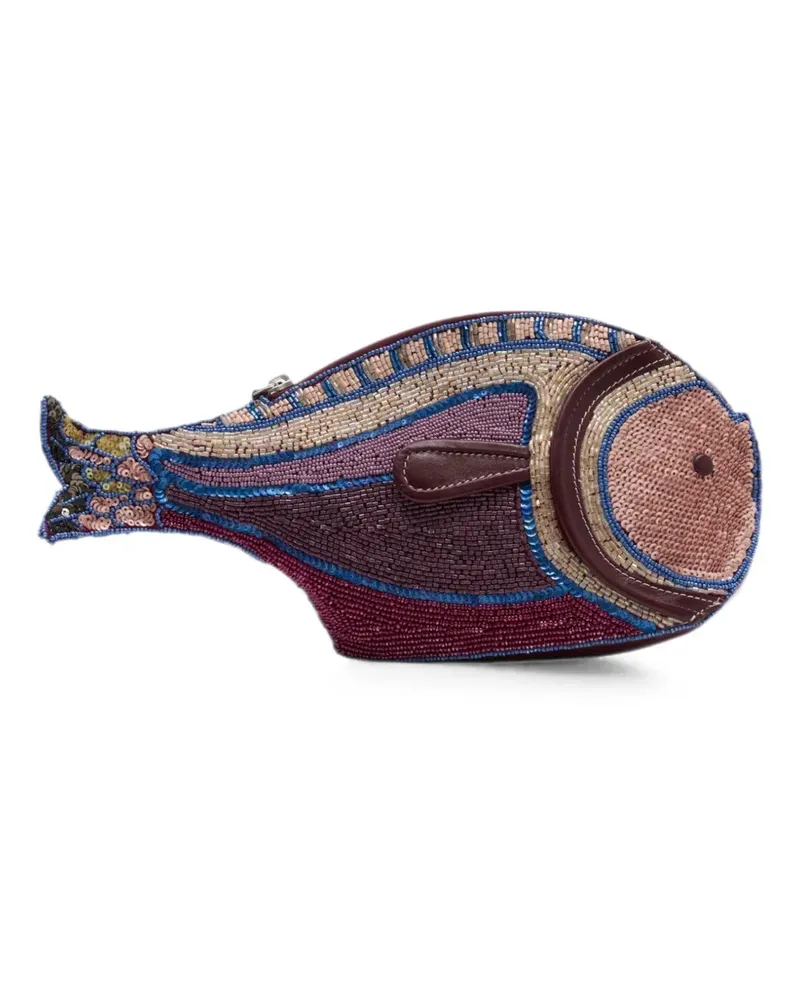 STAUD Pesce Clutch mit Perlen - Violett Violett