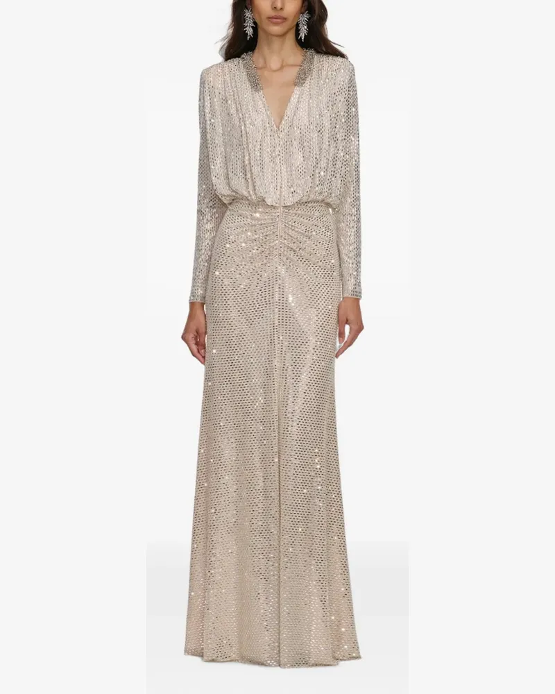 Self-Portrait Maxikleid mit Strass - Nude Nude