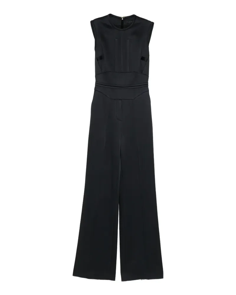Elie Saab satin-finish sleeveless jumpsuit - Schwarz Schwarz