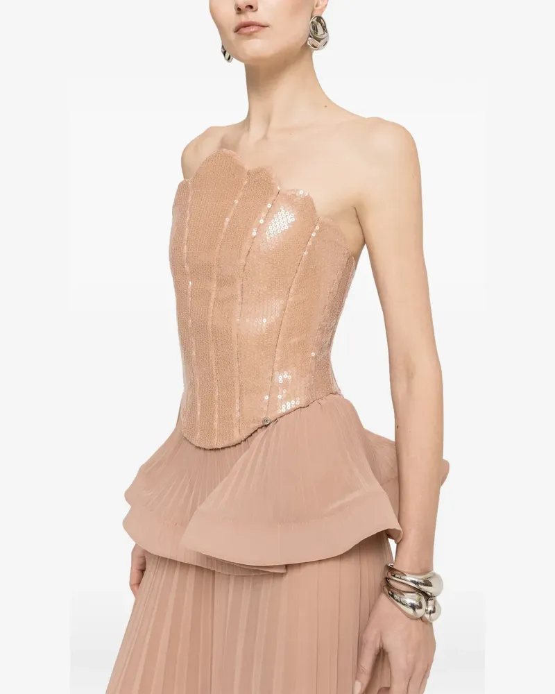 NISSA sequined corset top - Nude Nude