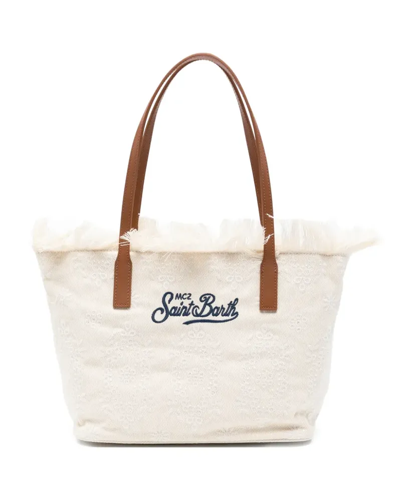 MC2 Saint Barth mid City fringed floral shoulder bag - Nude Nude