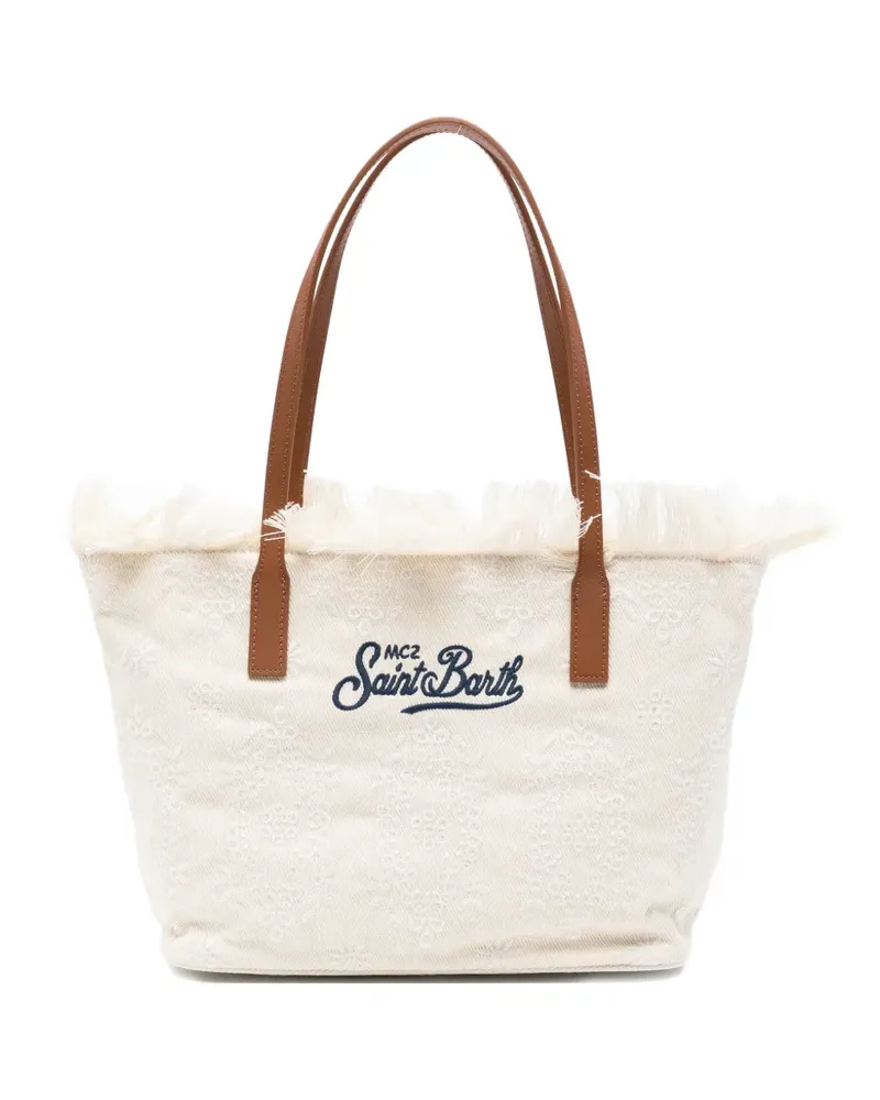 MC2 Saint Barth mid City fringed floral shoulder bag - Nude Nude