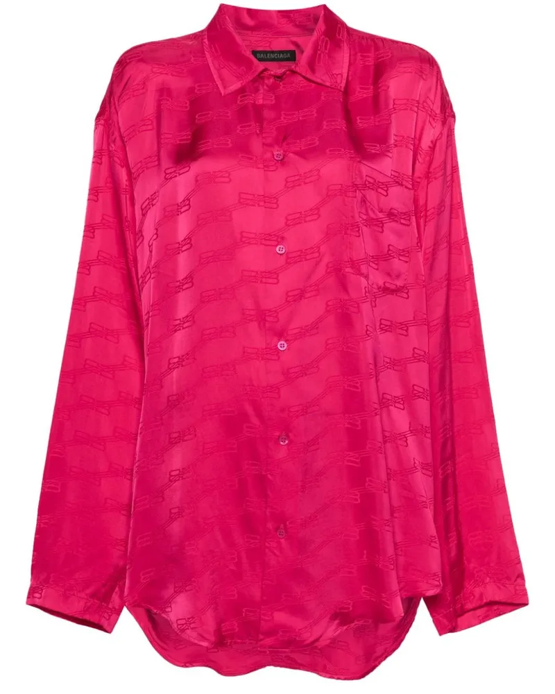 Balenciaga Satinhemd mit Jacquard-Logo - Rosa Rosa