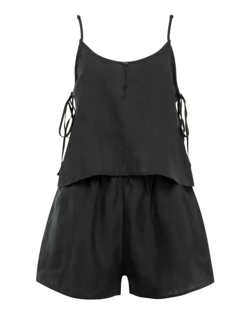 Deiji Studios V-neck side-tie top and shorts set (set of two) - Schwarz Schwarz