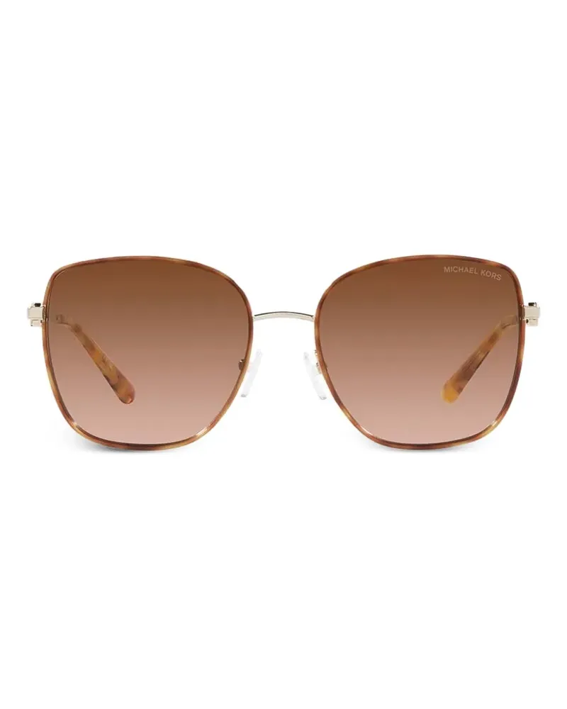 Michael Kors Eckige Sonnenbrille mit Logo-Schild - Braun Braun