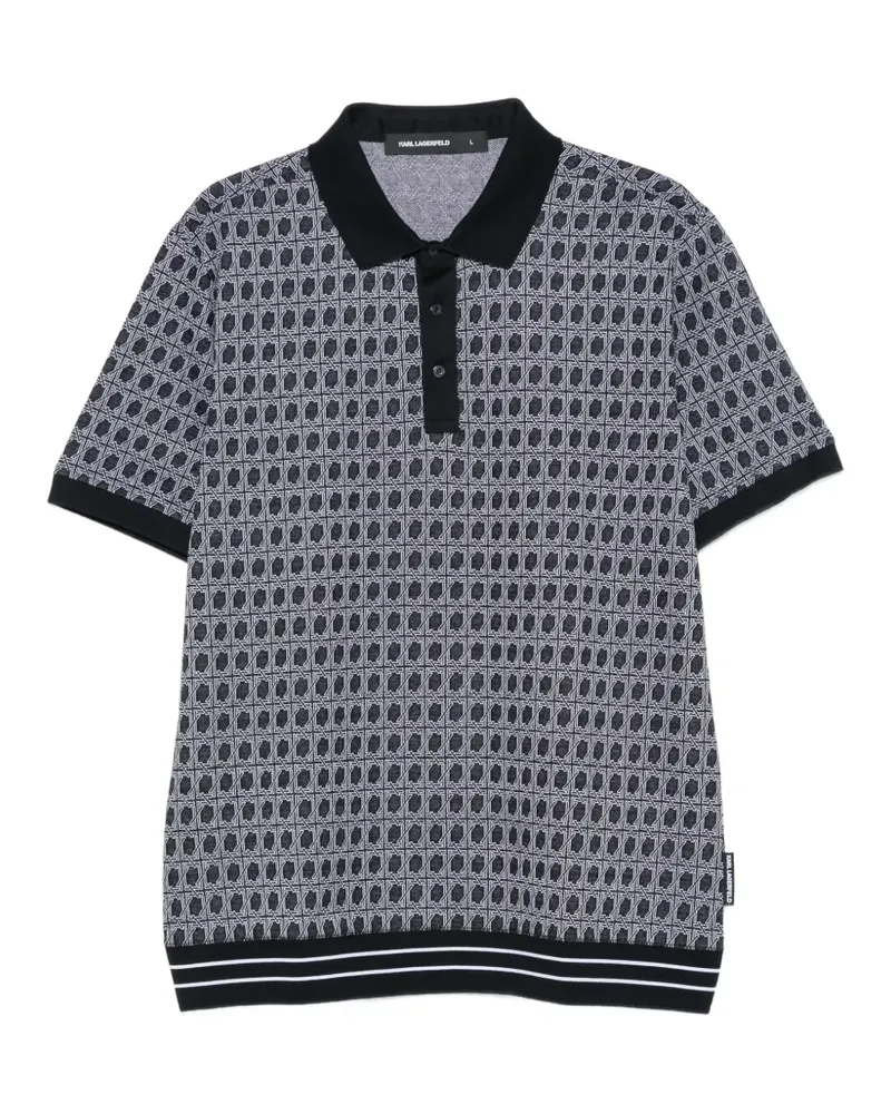 Karl Lagerfeld monogram-pattern polo shirt - Schwarz Schwarz