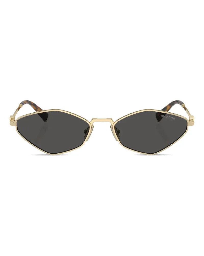 Miu Miu Sonnenbrille mit geometrischem Gestell - Gold Gold