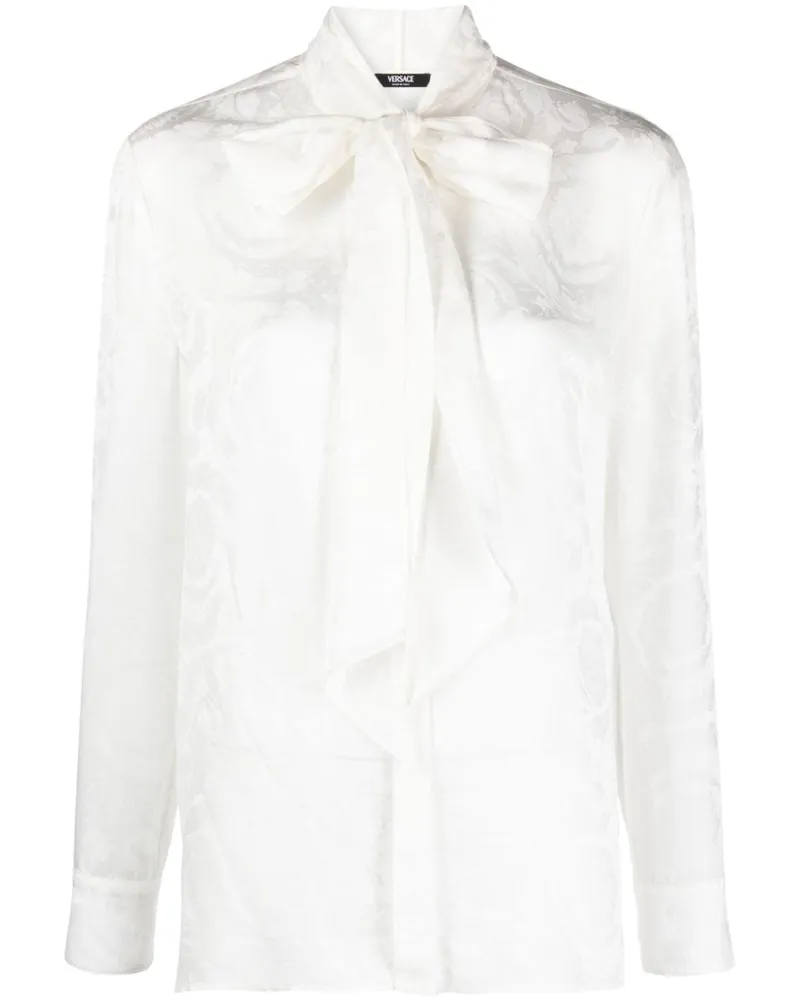 Versace Satinbluse aus Barocco-Jacquard - Weiß Weiß