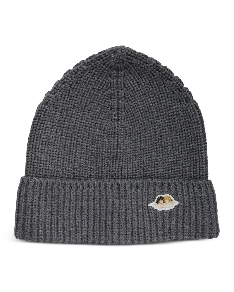 Fiorucci Gerippte Beanie mit Engel-Patch - Grau Grau