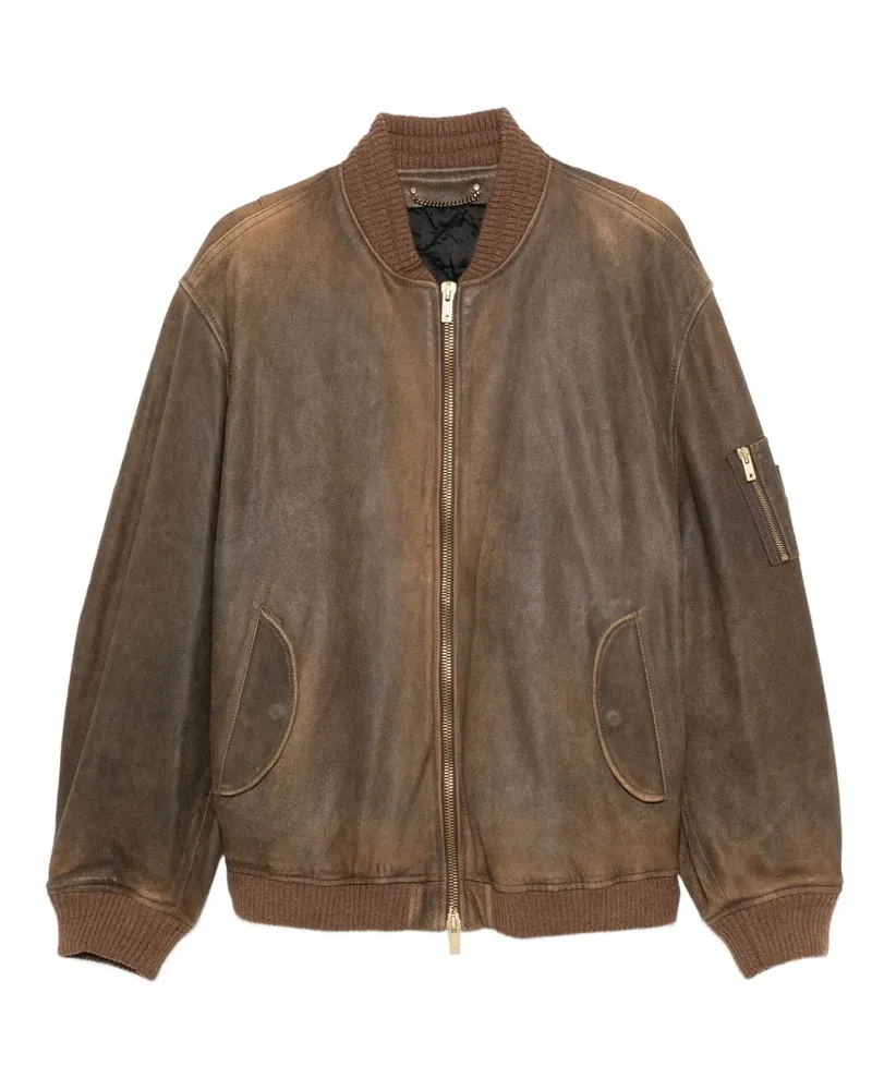 Golden Goose Lederjacke mit Reißverschluss - Braun Braun