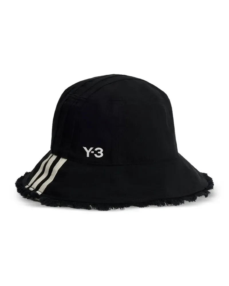 Y-3 Ausgefranster Hut mit Logo-Streifen - Schwarz Schwarz