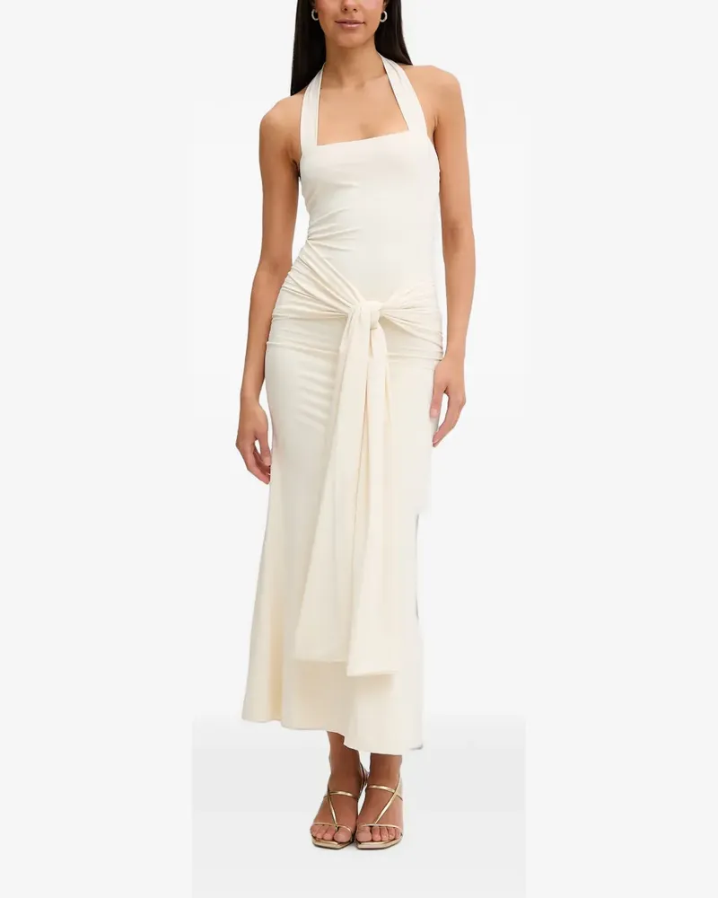 Bardot Emilia knot-detail halterneck maxi dress - Nude Nude