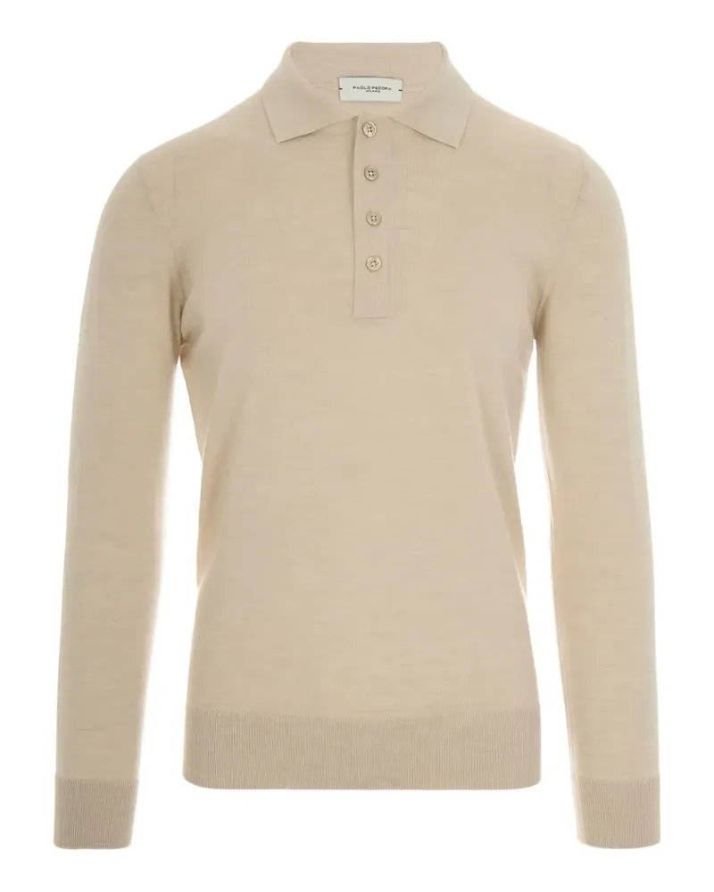 Paolo Pecora Milano Langärmeliges Poloshirt - Nude Nude