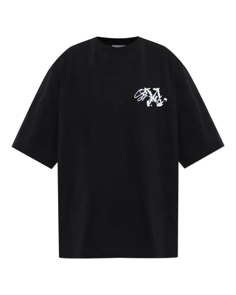 OFF-WHITE T-Shirt mit Logo-Stickerei - Schwarz Schwarz