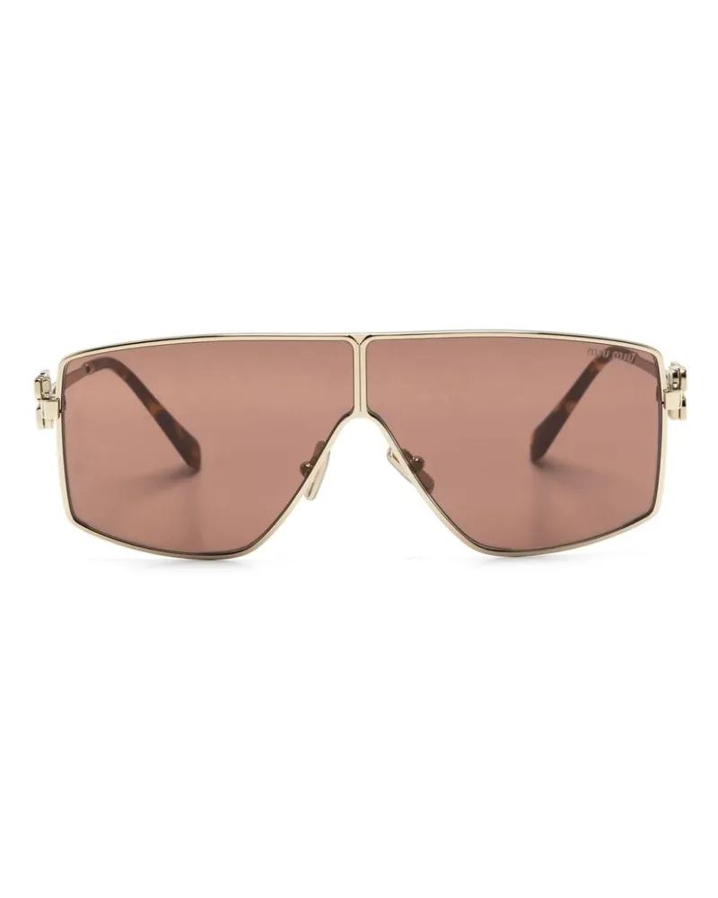 Miu Miu Pilotenbrille mit Logo-Schild - Gold Gold