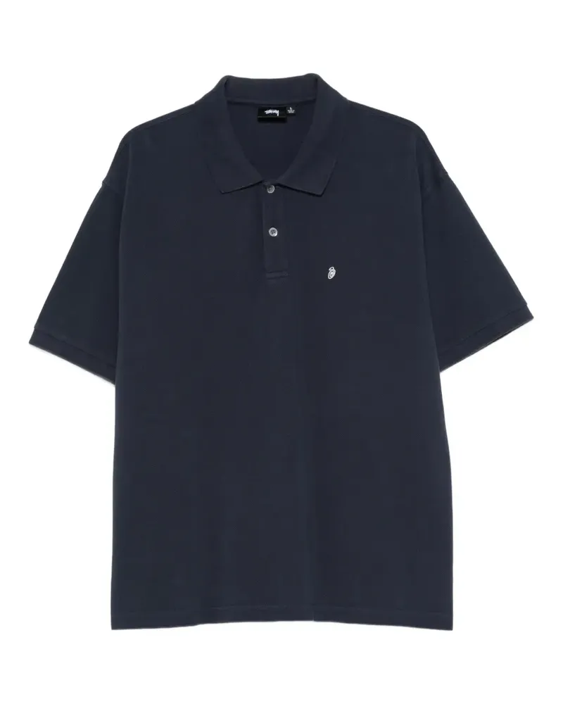 Stüssy logo-embroidered piqué-textured polo shirt - Blau Blau