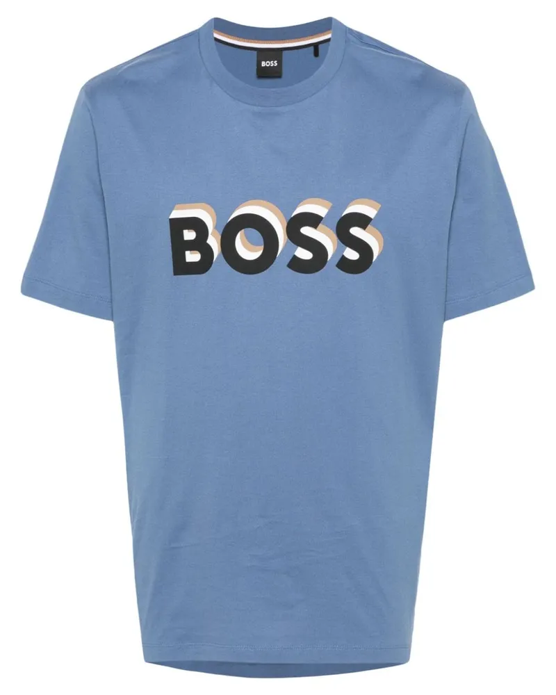 HUGO BOSS T-Shirt mit Logo-Stempel - Blau Blau
