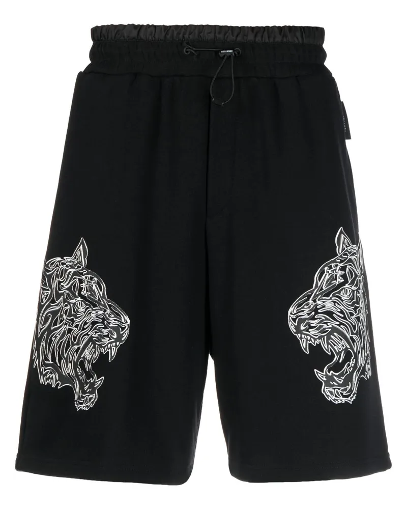 Philipp Plein Tiger Shorts mit elastischem Bund - Schwarz Schwarz