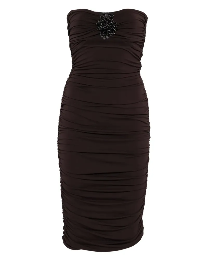 Amen Schulterfreies Midikleid - Braun Braun