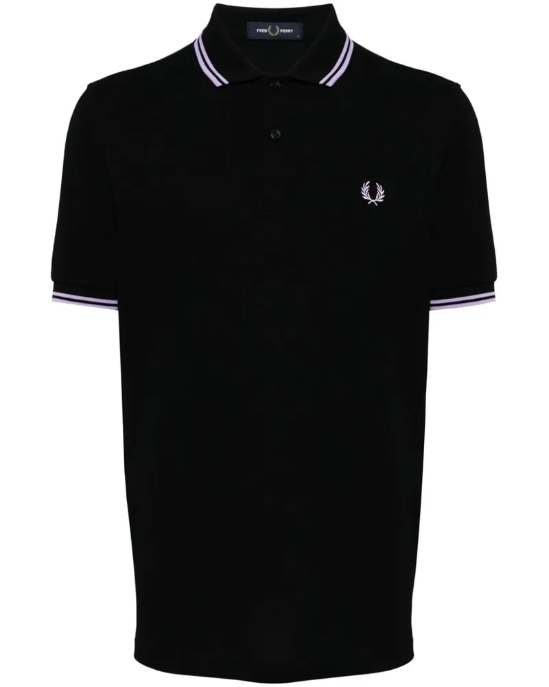 Fred Perry Poloshirt mit Kontrasträndern - Schwarz Schwarz