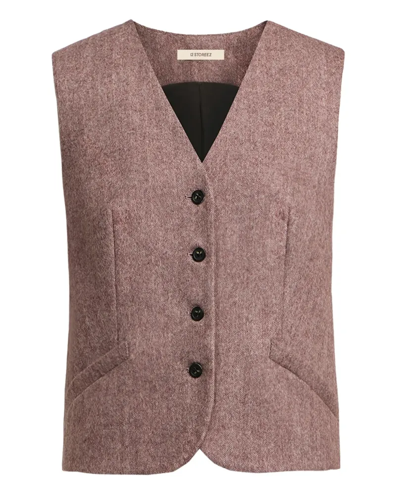 12 STOREEZ V-neck waistcoat - Rot Rot