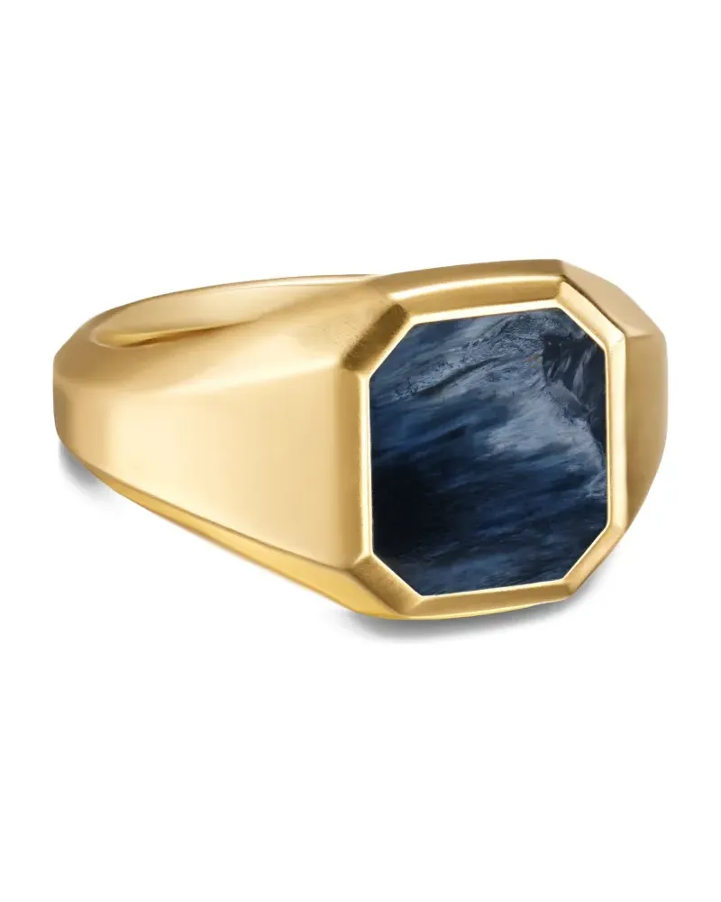 David Yurman 18kt Streamline® Gelbgold-Siegelring mit Pietersit Gold