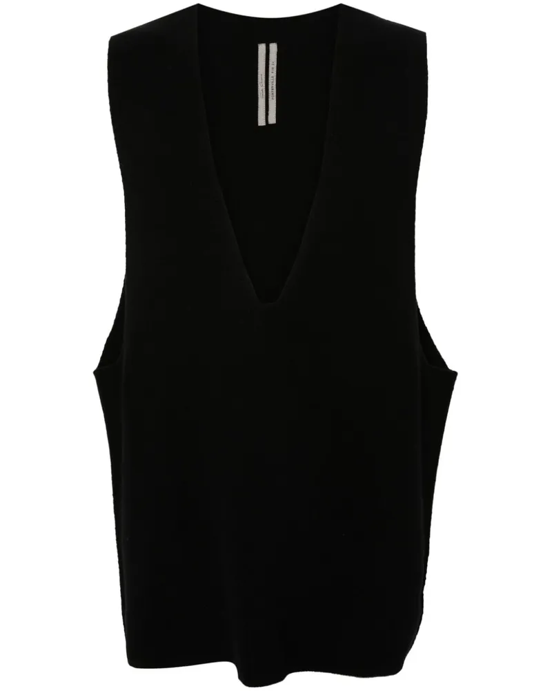 Rick Owens Fein gestrickter V Tank Pullunder - Schwarz Schwarz