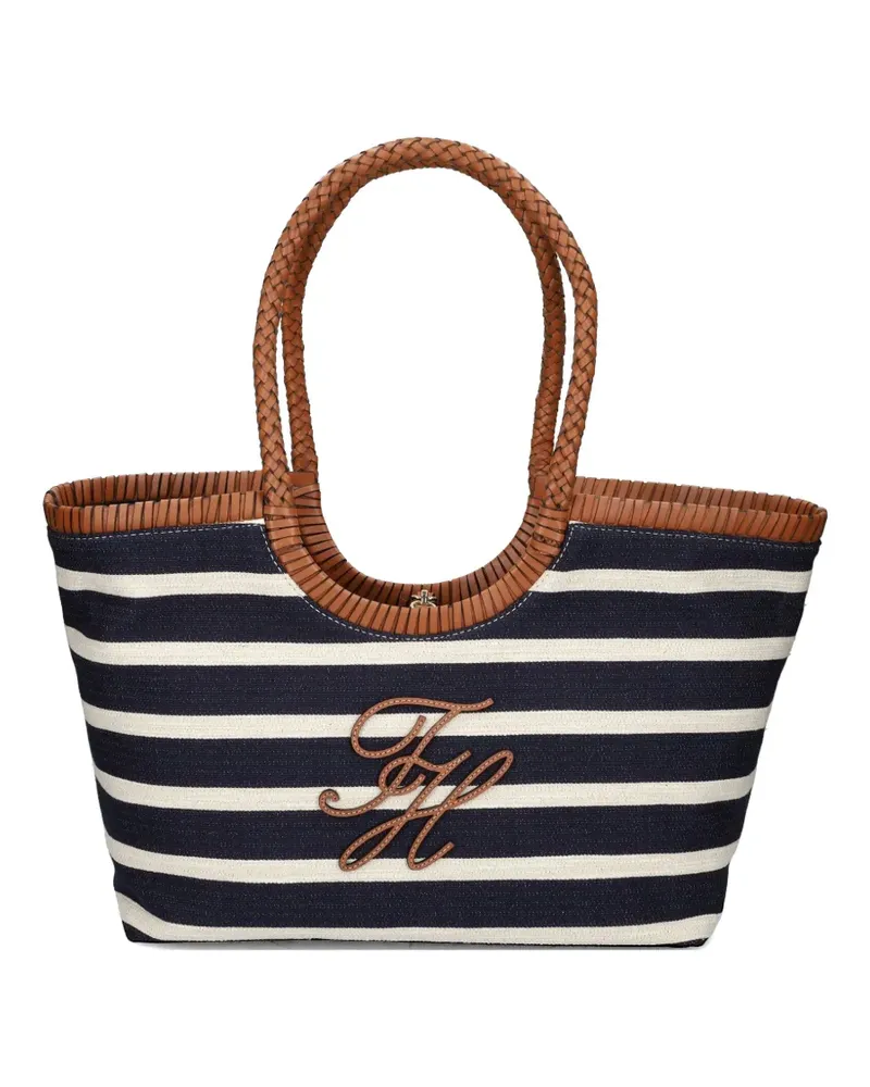Tommy Hilfiger striped embroidered shoulder bag - Blau Blau