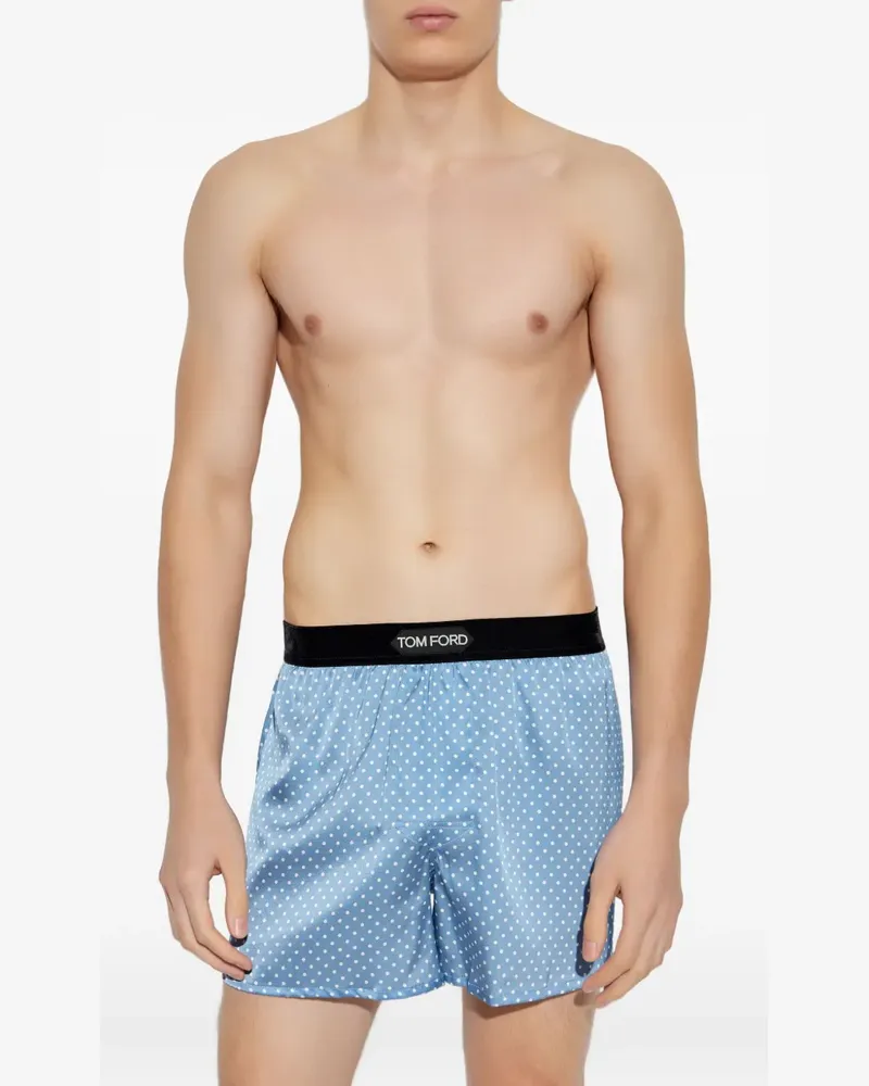 Tom Ford polka-dot pattern silk boxers - Blau Blau