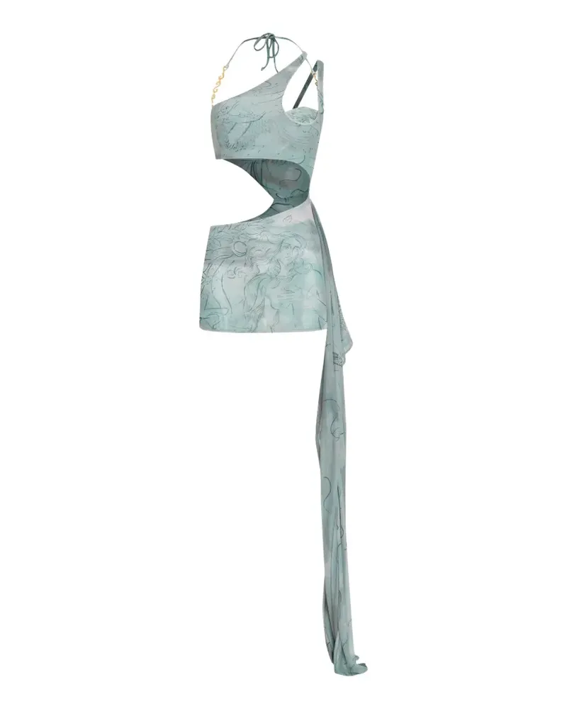 Amir Slama x Jade Picon cut-out asymmetric mini dress - Blau Blau