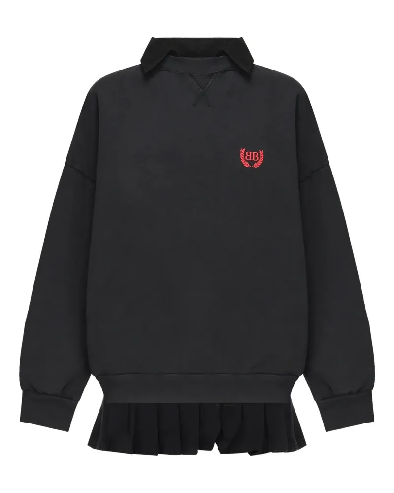 Balenciaga Gerüschtes Top mit Stickerei - Schwarz Schwarz