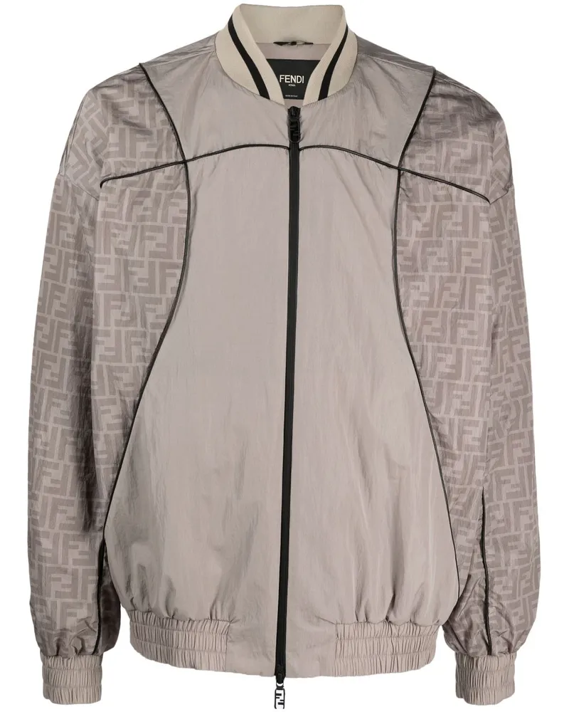 Fendi Bomberjacke mit Monogramm-Print Grau