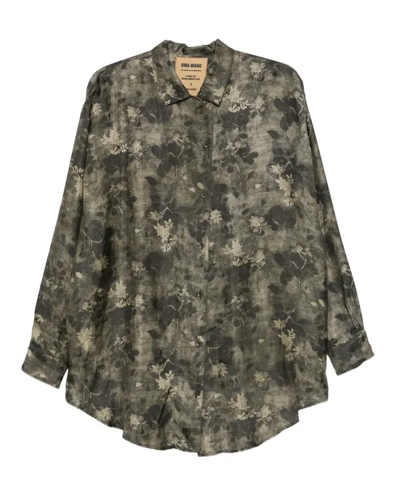 Uma Wang Hemd mit Blumenprint - Grün Grün