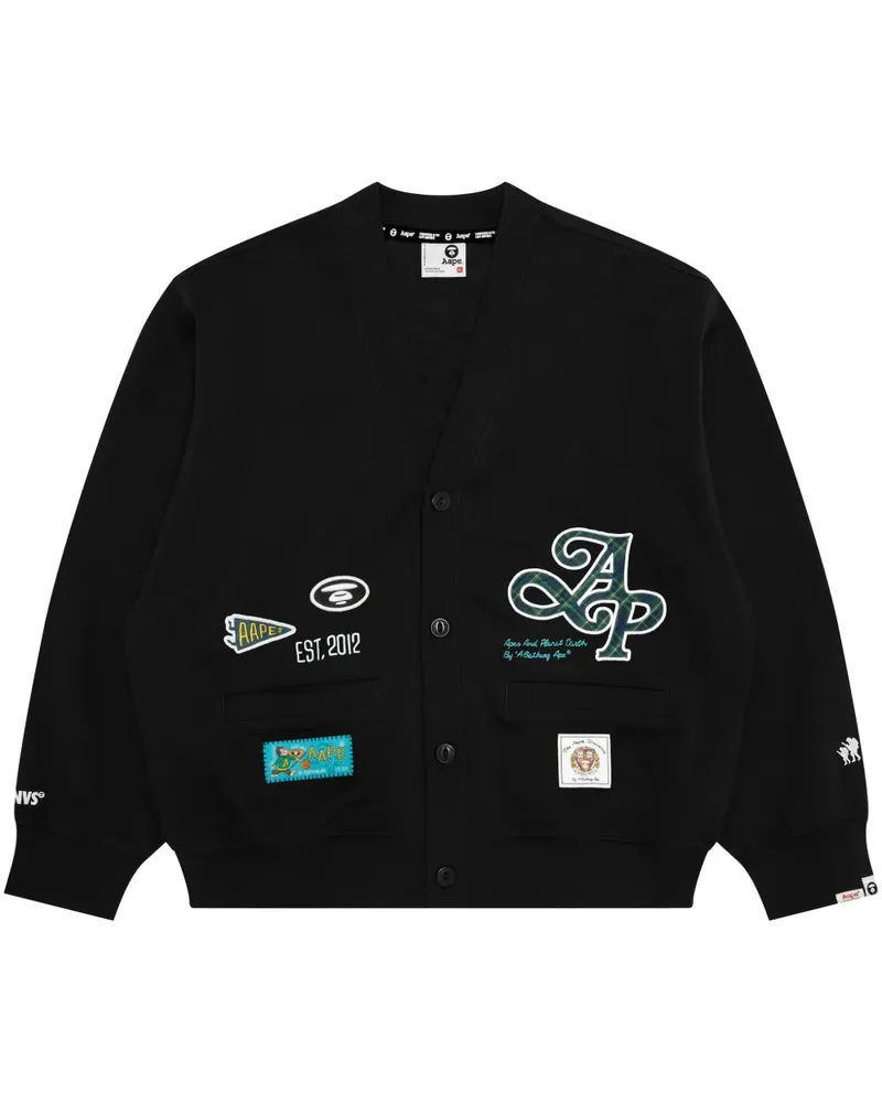 BAPE Cardigan mit Logo-Applikation - Schwarz Schwarz