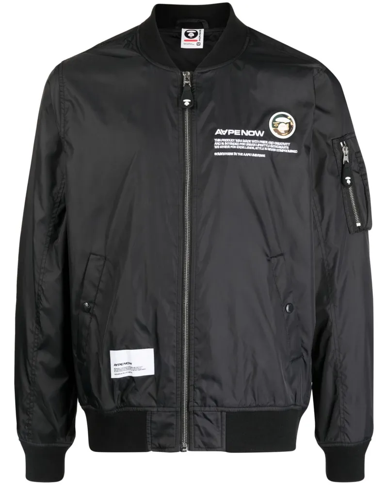 BAPE Bomberjacke mit Slogan-Print - Schwarz Schwarz
