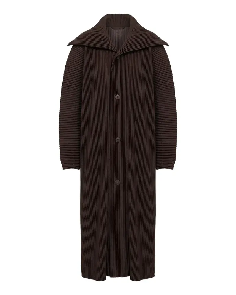 Issey Miyake Monthly Colors January plissé-effect coat - Braun Braun