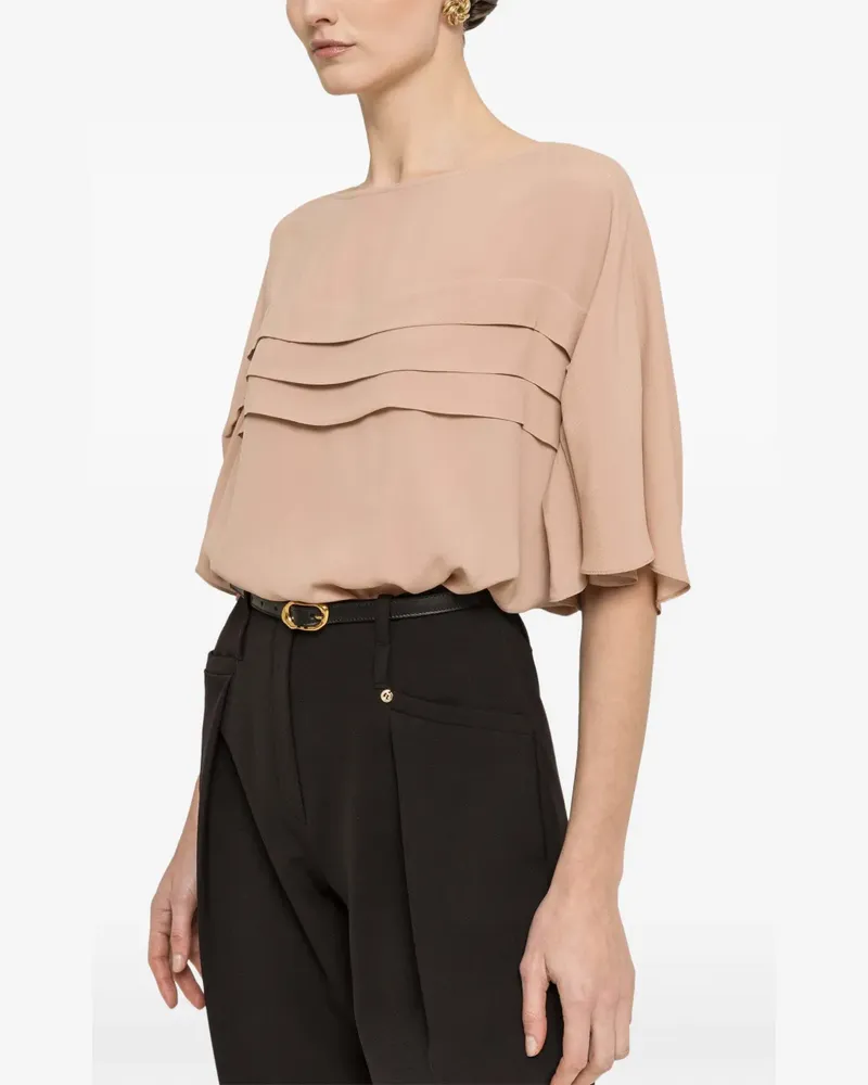 NISSA Chiffonoberteil mit Faltendetail - Nude Nude