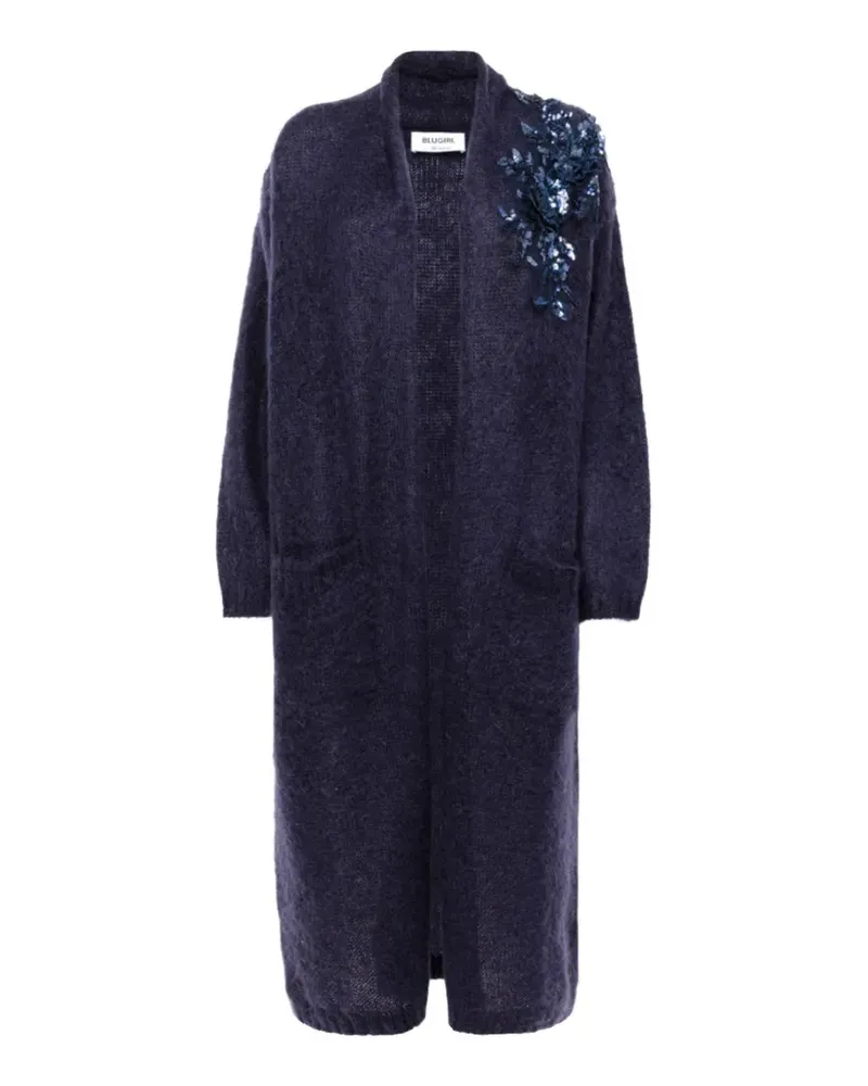 Blumarine floral-appliqué cardigan - Blau Blau