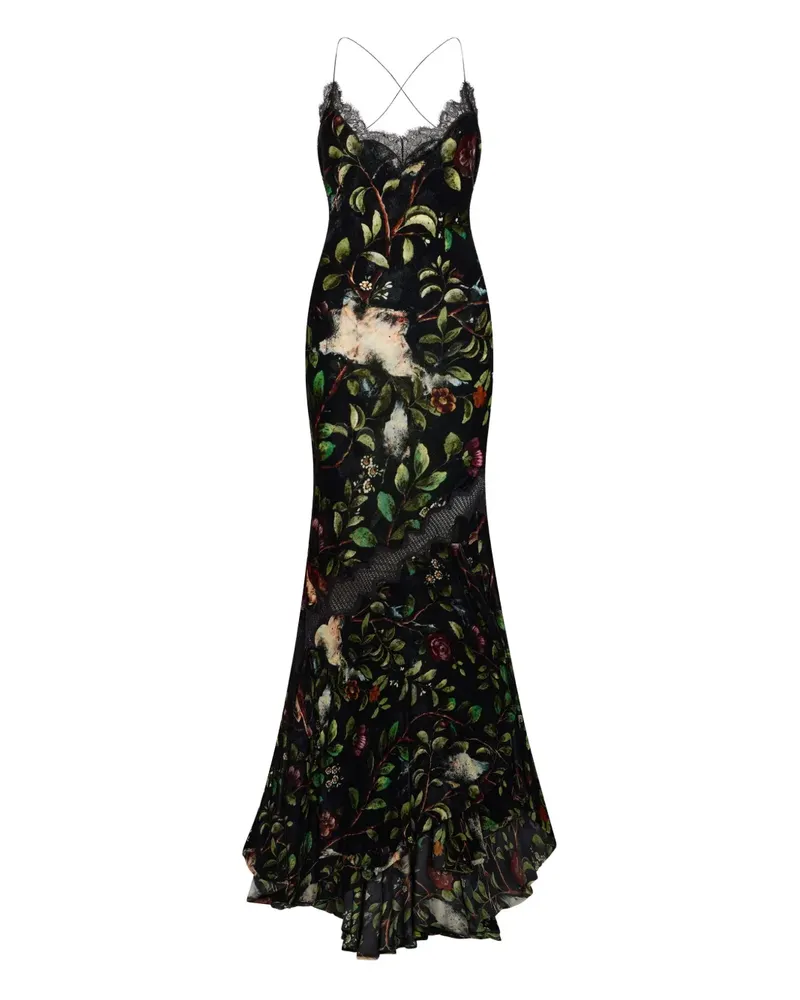 Roberto Cavalli Abendkleid mit Print - Schwarz Schwarz