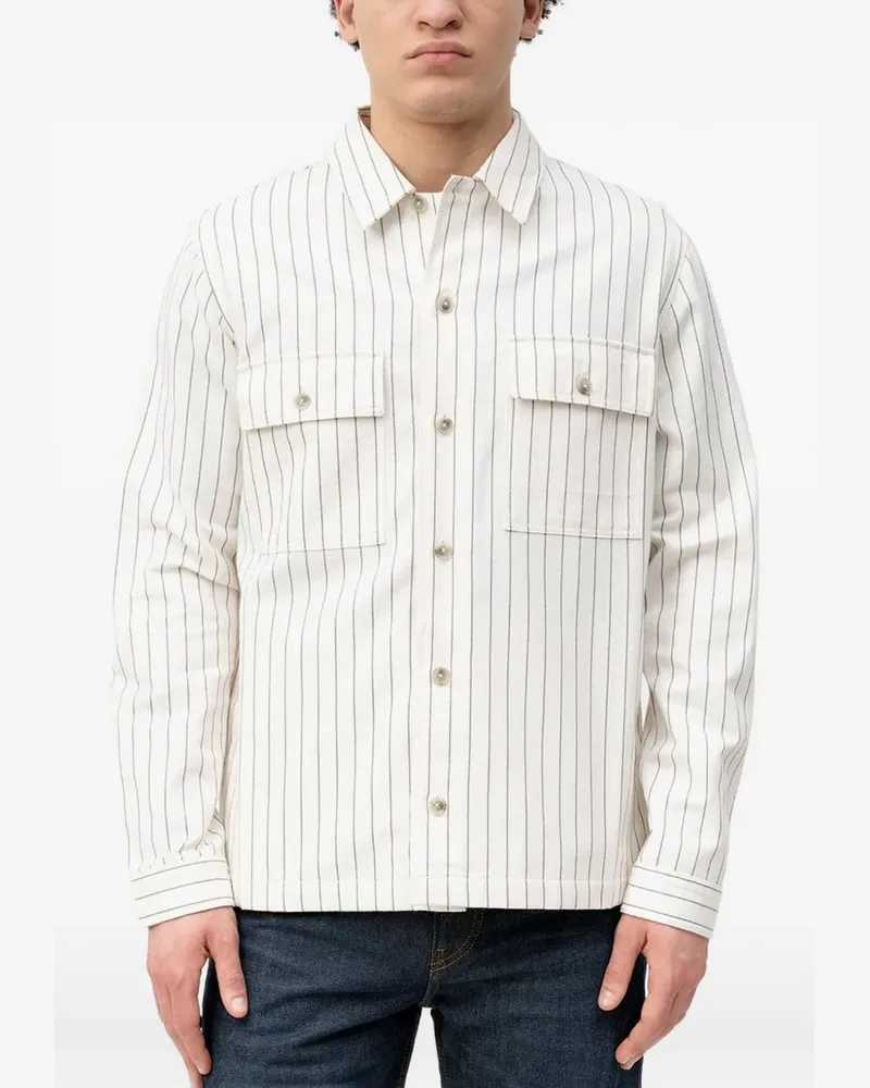 HUGO BOSS chest-pockets striped shirt - Nude Nude