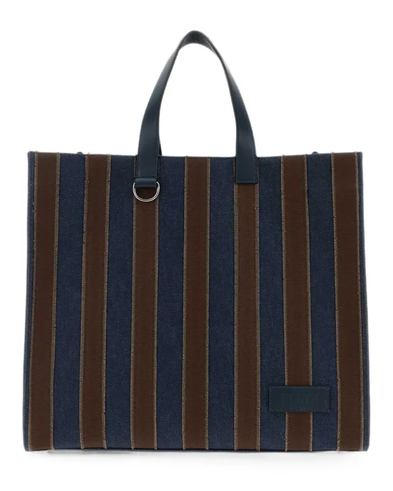 Fendi Pequin logo-patch shoulder bag - Blau Blau