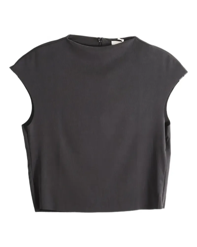 AMOMENTO Geripptes Strickoberteil - Grau Grau