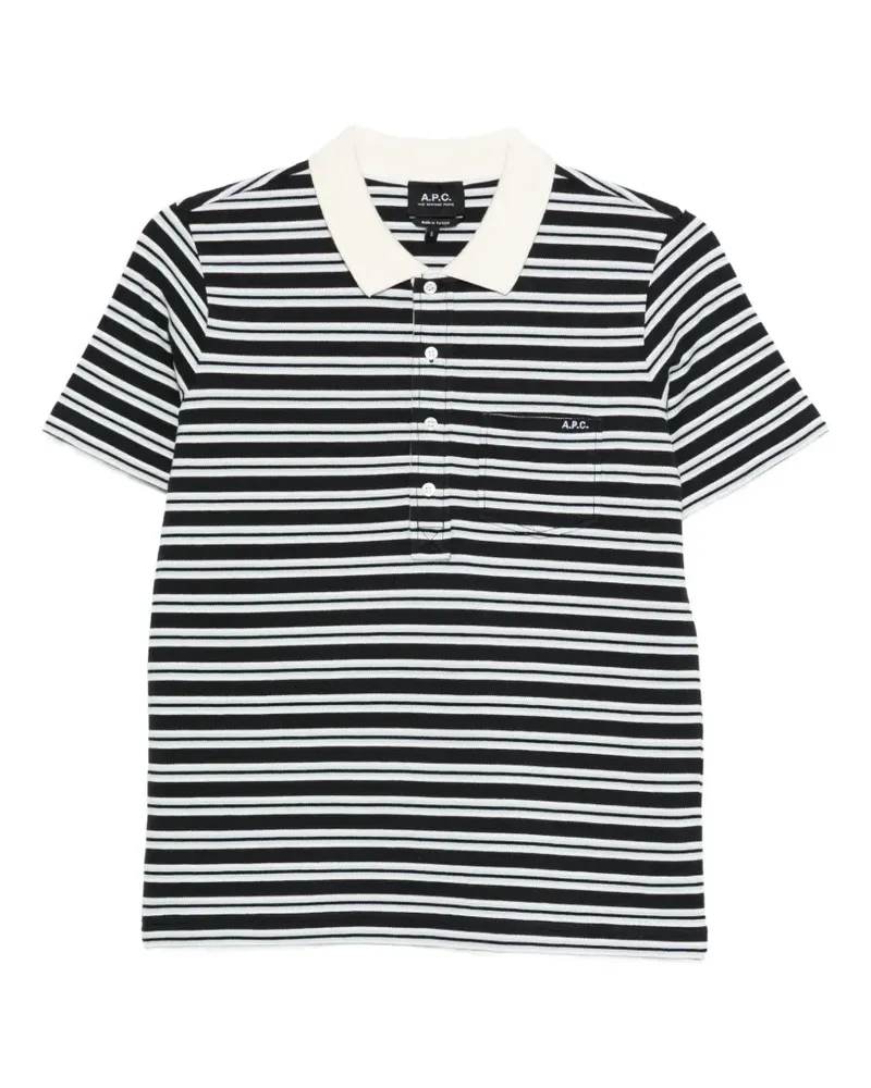 A.P.C. striped pocket polo - Blau Blau